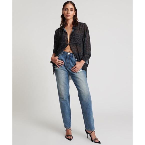 One Teaspoon 1982S High Waist Balloon Denim Jeans in Blue Love SZ 34 NWT - Picture 1 of 13